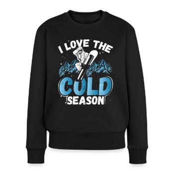 Snowboarding I Love The Cold Season Snowboarder - Frauen Premium Bio Pullover - Schwarz - Vorne - Julia (174cm)