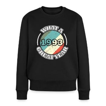 30. Geburtstag Jahrgang 1993 Great Year 1993 - Frauen Premium Bio Pullover - Schwarz - Vorne - Julia (174cm)