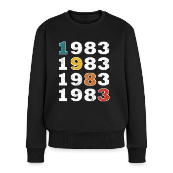 40ème anniversaire Né en 1983 Style Rétro Vintage - Pull Premium bio Femme - noir - Devant - Julia (174cm)