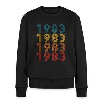 40ème anniversaire Né en 1983 Style Rétro Vintage - Pull Premium bio Femme - noir - Devant - Julia (174cm)