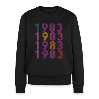 40ème anniversaire Né en 1983 Style Rétro Vintage - Pull Premium bio Femme - noir - Devant - Julia (174cm)