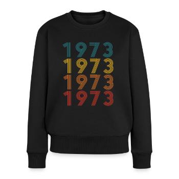 50. Geburtstag Jahrgang 1973 Retro Vintage Style - Frauen Premium Bio Pullover - Schwarz - Vorne - Julia (174cm)