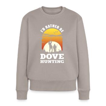 Chasse aux pigeons Chasse aux pigeons Chasseur de pigeons Chasse aux pigeons - Pull Premium bio Femme - taupe - Devant - Julia (174cm)