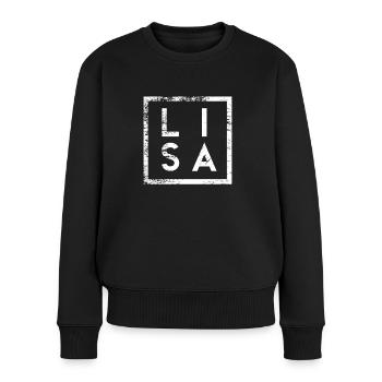 Lisa Minimalismus - Frauen Premium Bio Pullover - Schwarz - Vorne - Julia (174cm)