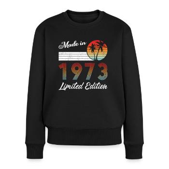 50e anniversaire Made in 1973 Edition Limitée - Pull Premium bio Femme - noir - Devant - Julia (174cm)