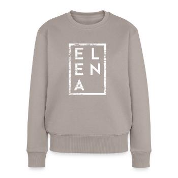 Elena Minimalismus - Frauen Premium Bio Pullover - Taupe - Vorne - Julia (174cm)