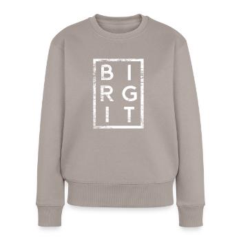 Birgit Minimalismus - Frauen Premium Bio Pullover - Taupe - Vorne - Julia (174cm)