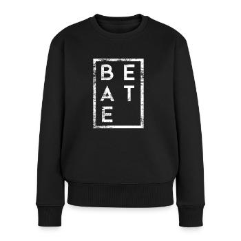 Beate Minimalismus - Frauen Premium Bio Pullover - Schwarz - Vorne - Julia (174cm)