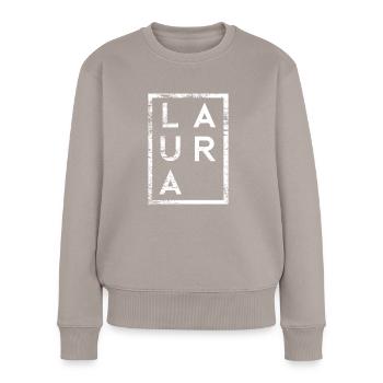 Laura Minimalismus - Frauen Premium Bio Pullover - Taupe - Vorne - Julia (174cm)