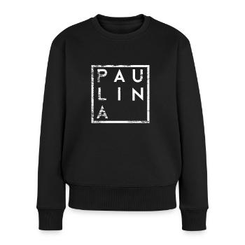Paulina Minimalismus - Frauen Premium Bio Pullover - Schwarz - Vorne - Julia (174cm)