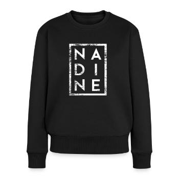 Nadine Minimalismus - Frauen Premium Bio Pullover - Schwarz - Vorne - Julia (174cm)