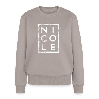 Nicole Minimalismus - Frauen Premium Bio Pullover - Taupe - Vorne - Julia (174cm)