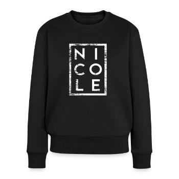 Nicole Minimalismus - Frauen Premium Bio Pullover - Schwarz - Vorne - Julia (174cm)