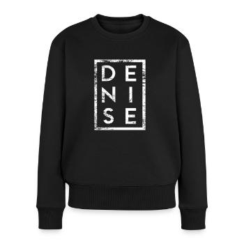 Denise Minimalismus - Frauen Premium Bio Pullover - Schwarz - Vorne - Julia (174cm)