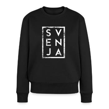 Svenja Minimalismus - Frauen Premium Bio Pullover - Schwarz - Vorne - Julia (174cm)