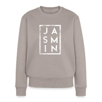 Jasmin Minimalismus - Frauen Premium Bio Pullover - Taupe - Vorne - Julia (174cm)