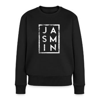 Jasmin Minimalismus - Frauen Premium Bio Pullover - Schwarz - Vorne - Julia (174cm)