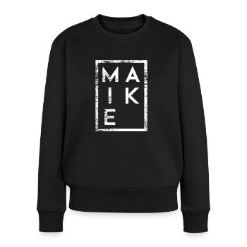 Maike Minimalismus - Frauen Premium Bio Pullover - Schwarz - Vorne - Julia (174cm)