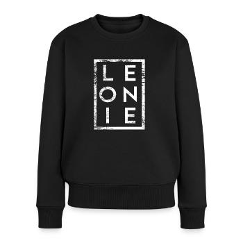 Leonie Minimalismus - Frauen Premium Bio Pullover - Schwarz - Vorne - Julia (174cm)