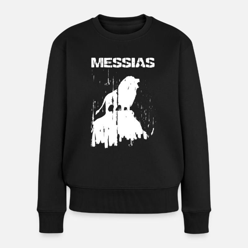 Messias Löwe Jesus Gott Erretter Bibel Glaube - Frauen Premium Bio Pullover - Schwarz