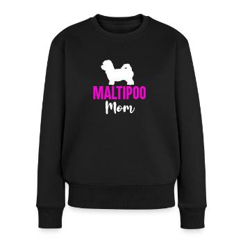Maltipoo Familienhund Geschenk - Frauen Premium Bio Pullover - Schwarz - Vorne - Julia (174cm)