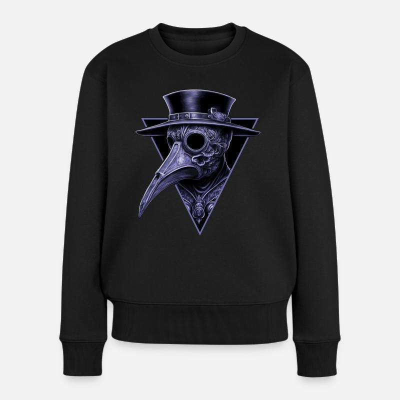 Verzierter Pestdoktor komplizierte Schnitzerei - Frauen Premium Bio Pullover - Schwarz