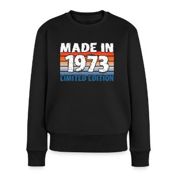 50e anniversaire Made in 1973 Edition Limitée - Pull Premium bio Femme - noir - Devant - Julia (174cm)