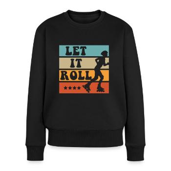 Inline Skater - Frauen Premium Bio Pullover - Schwarz - Vorne - Julia (174cm)