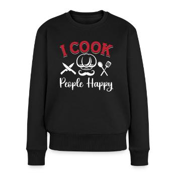 Chef Je cuisine les gens heureux chef cuisinier chefs - Pull Premium bio Femme - noir - Devant - Julia (174cm)