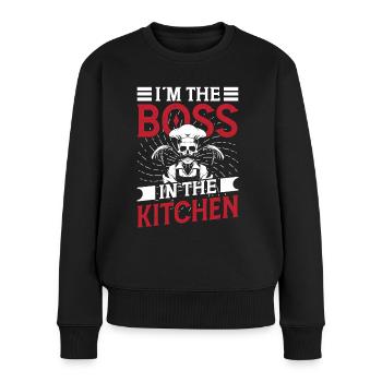 Chef Boss In The Kitchen Cooking Chef Chefs - Women's Premium Organic Jumper - black - Front - Julia (174cm)
