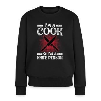 Chef at A Knife Person Cooking Chef Chefs - Women's Premium Organic Jumper - black - Front - Julia (174cm)