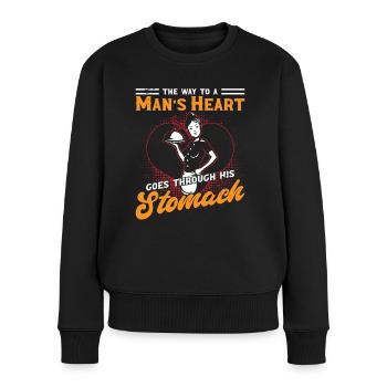 Koch Way To A Mans Heart Kochen Chefkoch Köche - Frauen Premium Bio Pullover - Schwarz - Vorne - Julia (174cm)