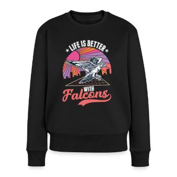 La vie est meilleure avec Falken Falkner - Pull Premium bio Femme - noir - Devant - Julia (174cm)