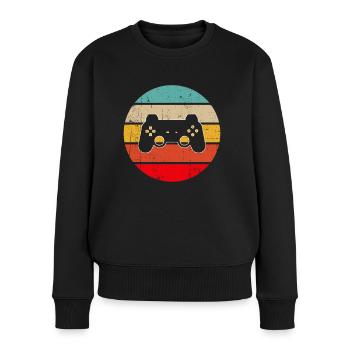 Gaming Retro - Frauen Premium Bio Pullover - Schwarz - Vorne - Julia (174cm)