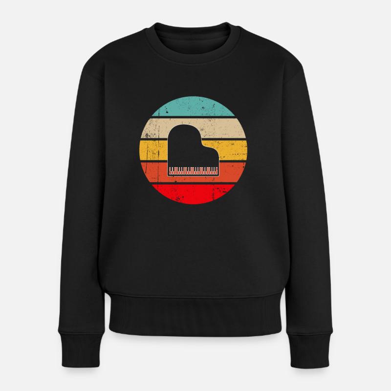 Klavier Retro - Frauen Premium Bio Pullover - Schwarz
