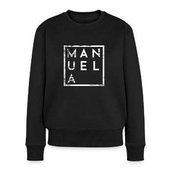 Manuela Minimalismus - Frauen Premium Bio Pullover - Schwarz - Vorne - Julia (174cm)