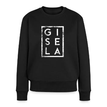 Gisela Minimalismus - Frauen Premium Bio Pullover - Schwarz - Vorne - Julia (174cm)