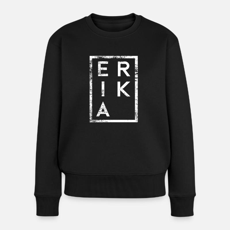 Erika Minimalismus - Frauen Premium Bio Pullover - Schwarz