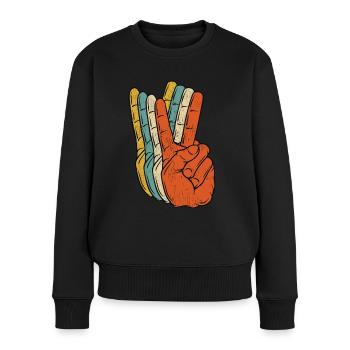 Retro Peace Vintage Shirt 60's 70's Hippie Geschenk - Frauen Premium Bio Pullover - Schwarz - Vorne - Julia (174cm)