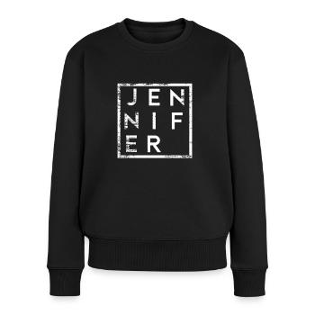 Jennifer Minimalismus - Frauen Premium Bio Pullover - Schwarz - Vorne - Julia (174cm)