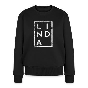 Linda Minimalismus - Frauen Premium Bio Pullover - Schwarz - Vorne - Julia (174cm)