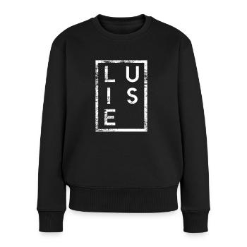 Luise Minimalismus - Frauen Premium Bio Pullover - Schwarz - Vorne - Julia (174cm)