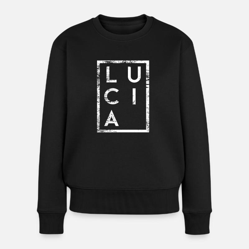 Lucia Minimalismus - Frauen Premium Bio Pullover - Schwarz