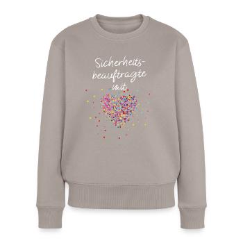 Sicherheitsbeauftragte mit Herz Arbeitssicherheit - Frauen Premium Bio Pullover - Taupe - Vorne - Julia (174cm)