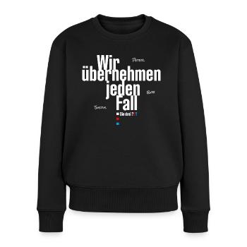 Die Drei ??? Wir übernehmen jeden Fall - Frauen Premium Bio Pullover - Schwarz - Vorne - Julia (174cm)