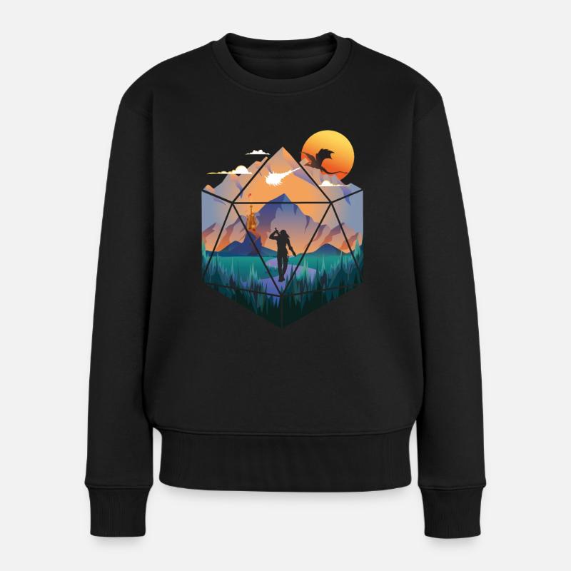 Rollenspiel Brettspiel Board Game Drache Schloss W - Frauen Premium Bio Pullover - Schwarz