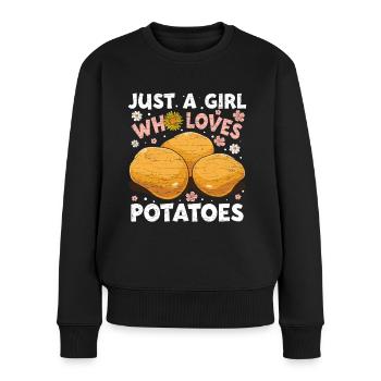 Mädchen Kartoffeln Pommes - Frauen Premium Bio Pullover - Schwarz - Vorne - Julia (174cm)