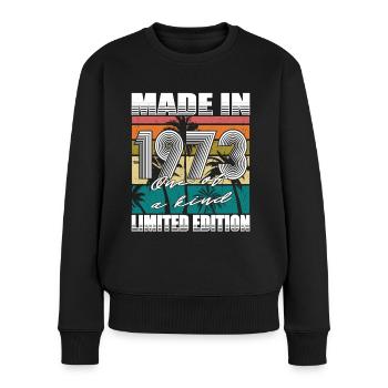 50e anniversaire Made in 1973 Edition Limitée - Pull Premium bio Femme - noir - Devant - Julia (174cm)