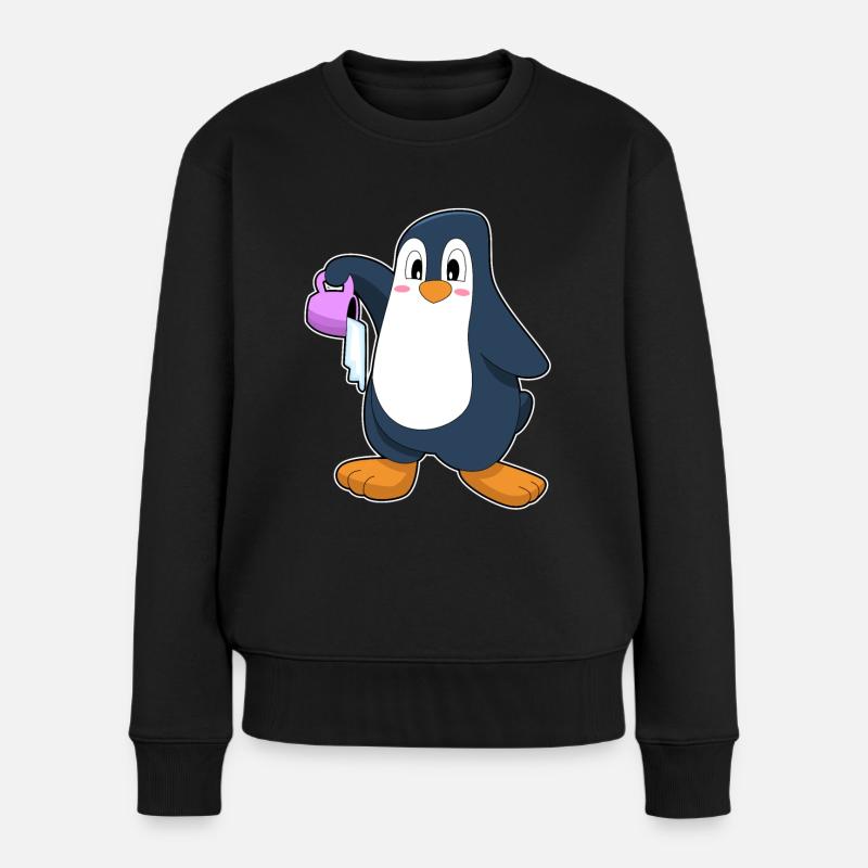 Pinguin Eiskaffee - Frauen Premium Bio Pullover - Schwarz