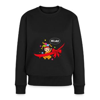 Helau Schwangerschaft werdende Mutter Karneval - Frauen Premium Bio Pullover - Schwarz - Vorne - Julia (174cm)